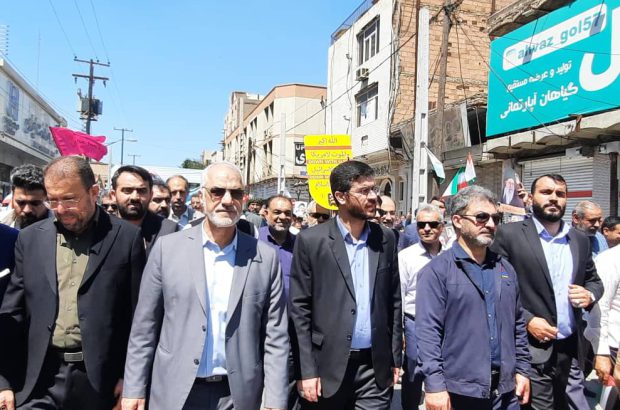 حضور استاندار خوزستان ، مدیران و روسای مناطق نفت خیز جنوب در راهپیمایی باشکوه روزجهانی قدس